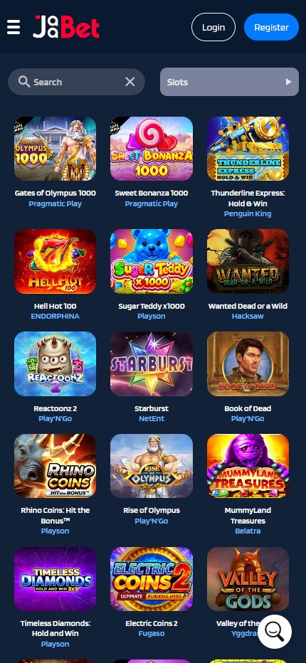JaaBet mobile lobby