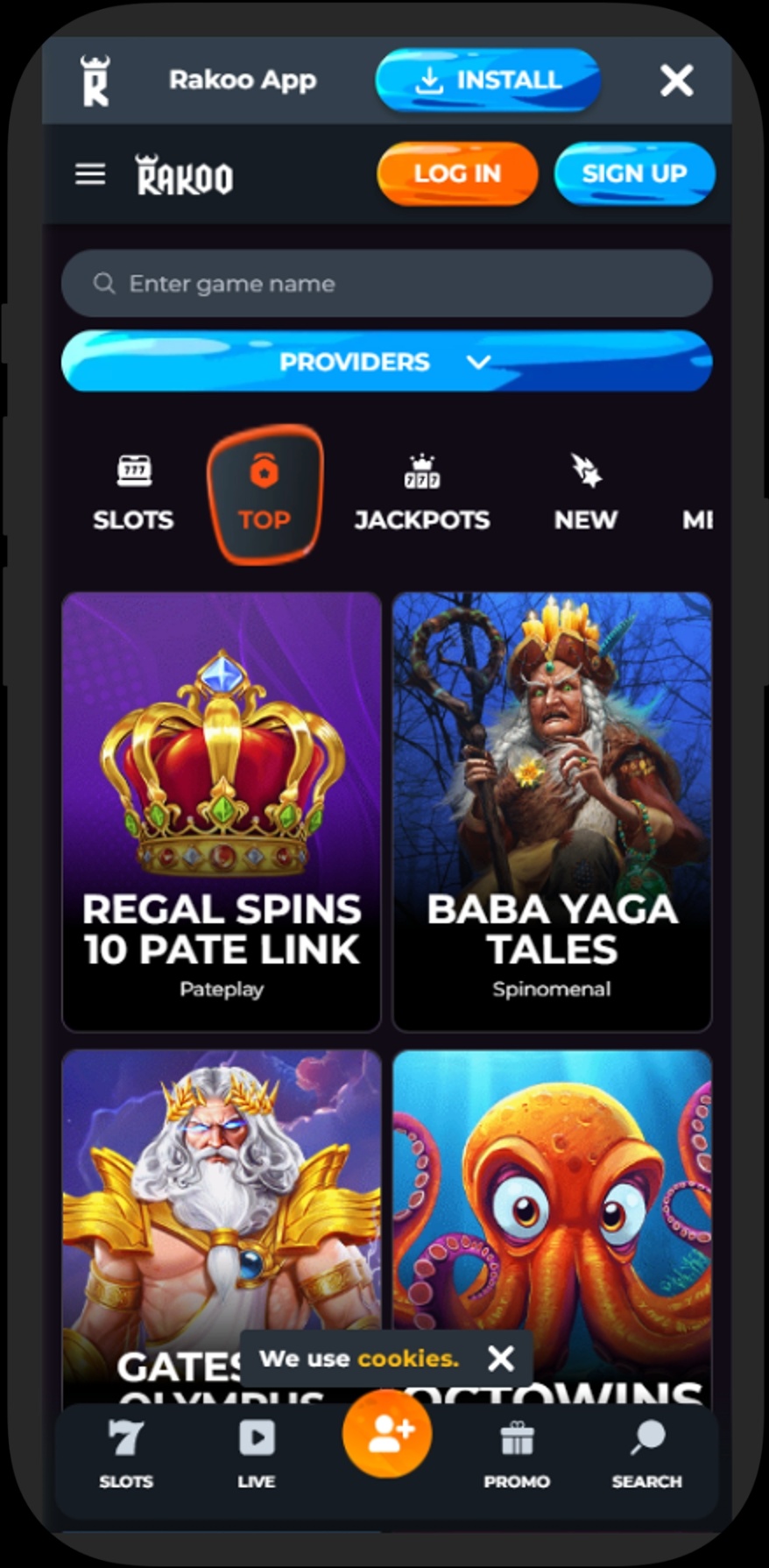 Rakoo mobile lobby
