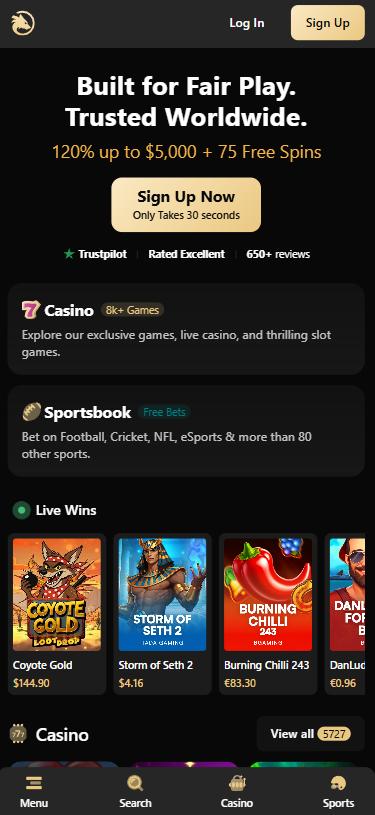 Wolf.io mobile home